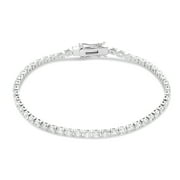 Believe by Brilliance Women's Fine Silver Plated Cubic Zirconia 3mm Tennis Bracelet